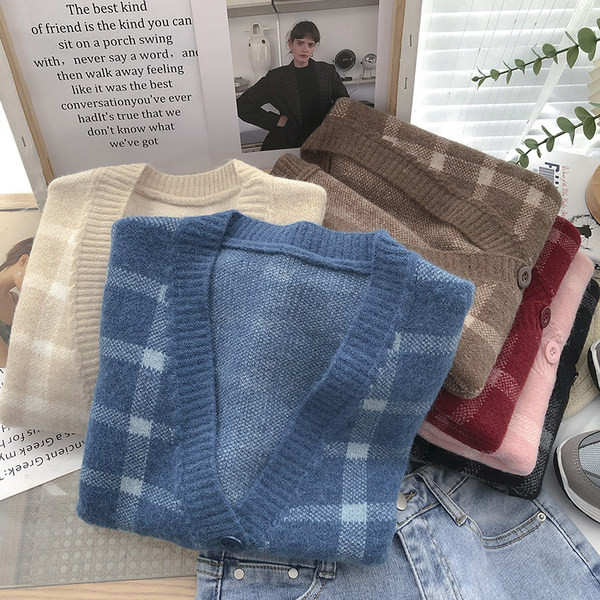 Γυναικεία καρό ζακέτα με κουμπιά