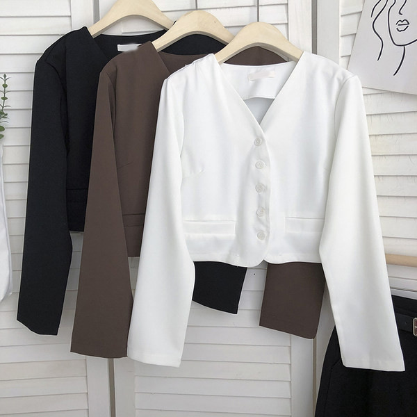 Lühike naiste sügisvest spitsikaelusega