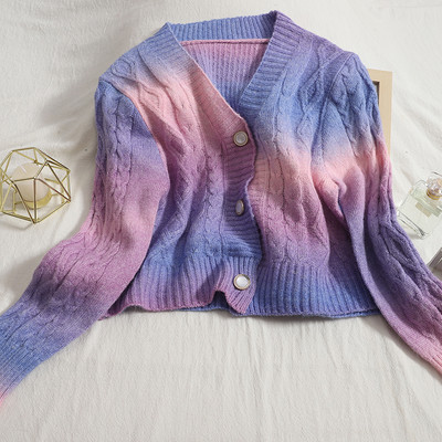 Uus mudel spits-kaelusega värvilisest naistevest - kaks värvi