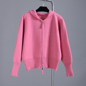 Naiste moodne kolmes värvitoonis luku ja kapuutsiga vest