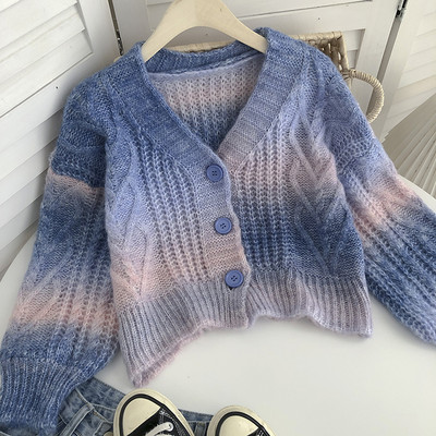 Värviline naiste vest ja nööbid - spits-kaelus