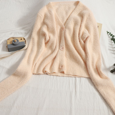 Νέο μοντέλο ζεστή γυναικεία ζακέτ με στρογγυλά κουμπιά και λαιμόκοψη spitz