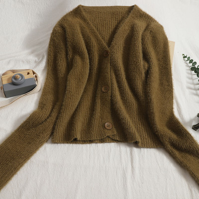 Νέο μοντέλο ζεστή γυναικεία ζακέτ με στρογγυλά κουμπιά και λαιμόκοψη spitz