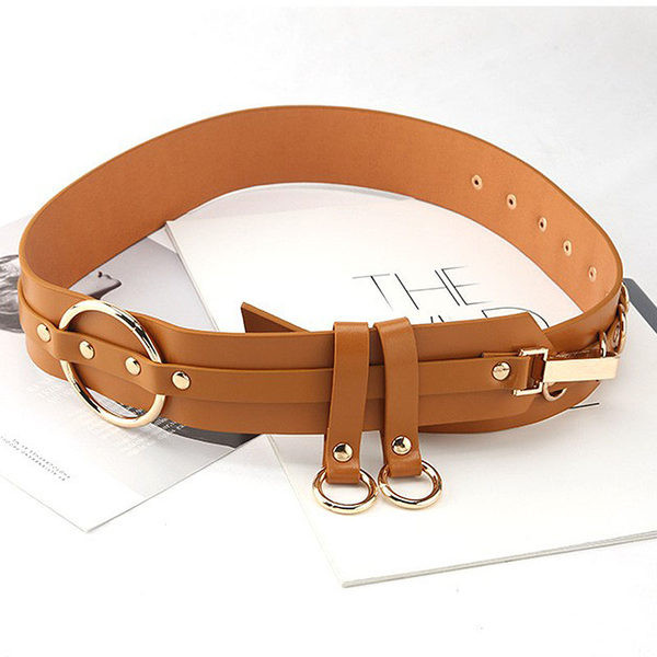 Női öko bőr öv fém elemekkel