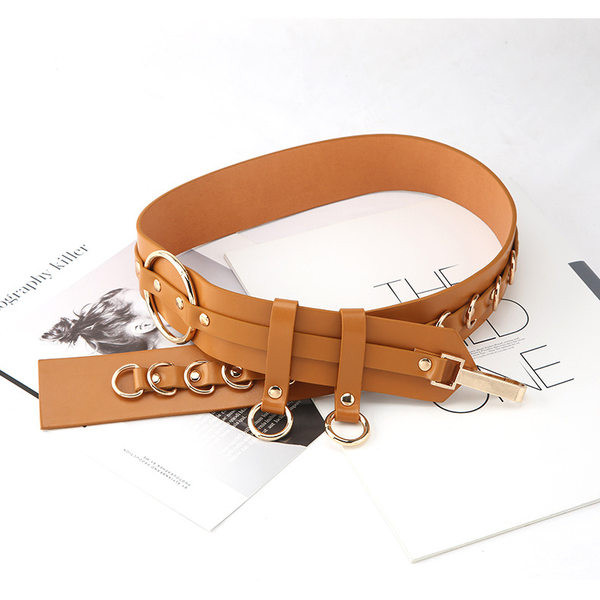 Női öko bőr öv fém elemekkel