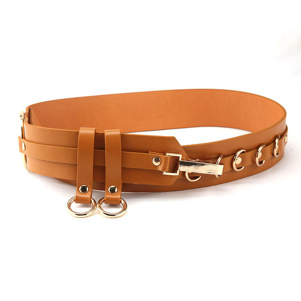 Női öko bőr öv fém elemekkel