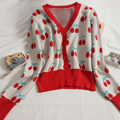 Värviline naiste vest spitsikaelusega ja pikkade varrukatega