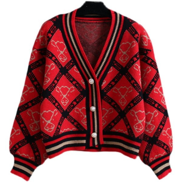 Cardigan dama cu nasturi cu decolteu spitz