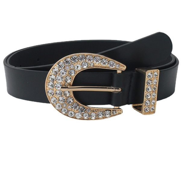 Έκο δερμάτινη γυναικεία ζώνη με πέτρες