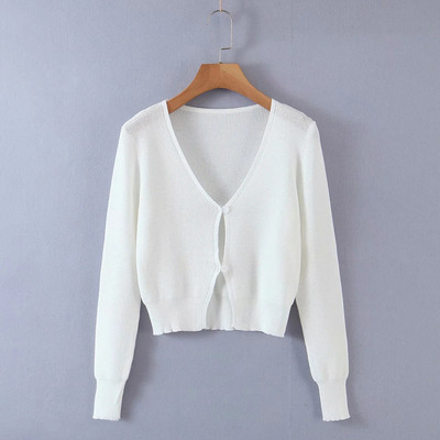 Γυναικεία casual ζακέτα  κοντή  με κουμπιά και λαιμόκοψη σπιτς