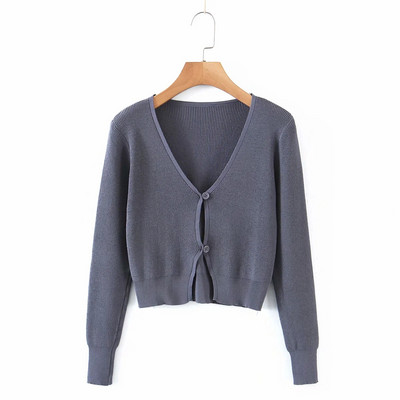 Γυναικεία casual ζακέτα  κοντή  με κουμπιά και λαιμόκοψη σπιτς