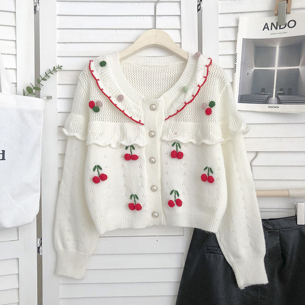 Γυναικεία casual ζακέτα με πέρλες και τρισδιάστατο στοιχείο