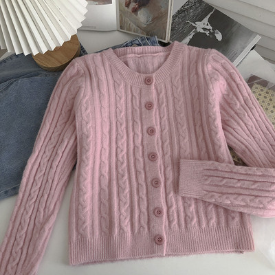 Γυναικεία ζακέτα με κουμπιά και στρογγυλή λαιμόκοψη