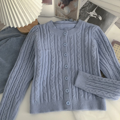 Γυναικεία ζακέτα με κουμπιά και στρογγυλή λαιμόκοψη