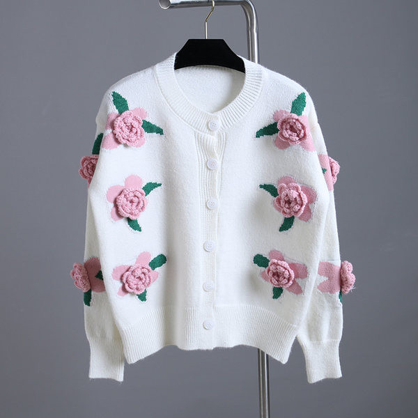 Naiste vest 3D-elemendi ja ümara kaelusega