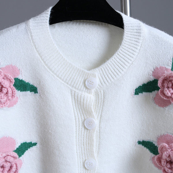 Naiste vest 3D-elemendi ja ümara kaelusega