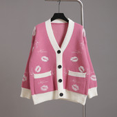 Γυναικεία μακριά ζακέτα με τσέπες και βαθύ λαιμόκοψη