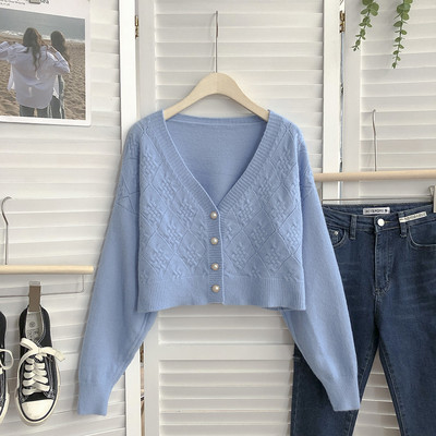 Naiste lühike pärlinööpidega kardigan