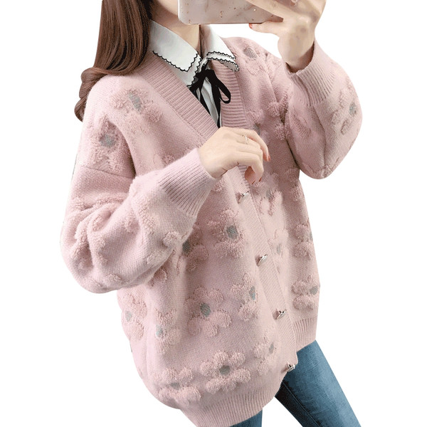 Naiste lai nööpide ja pikkade varrukatega kardigan