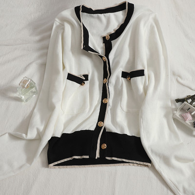 Νέο μοντέλο ζακέτα με τσέπες και στρογγυλή λαιμόκοψη για γυναίκες