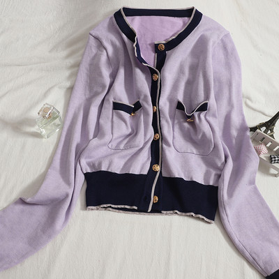 Νέο μοντέλο ζακέτα με τσέπες και στρογγυλή λαιμόκοψη για γυναίκες