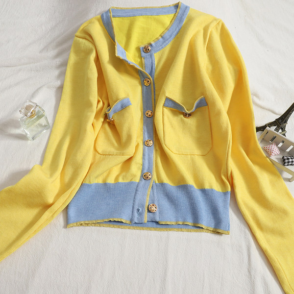 Νέο μοντέλο ζακέτα με τσέπες και στρογγυλή λαιμόκοψη για γυναίκες