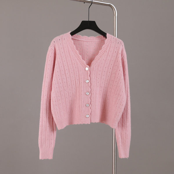 Μοντέρνα γυναικεία ζακέτα με μακριά μανίκια και κουμπιά σε πέντε χρώματα