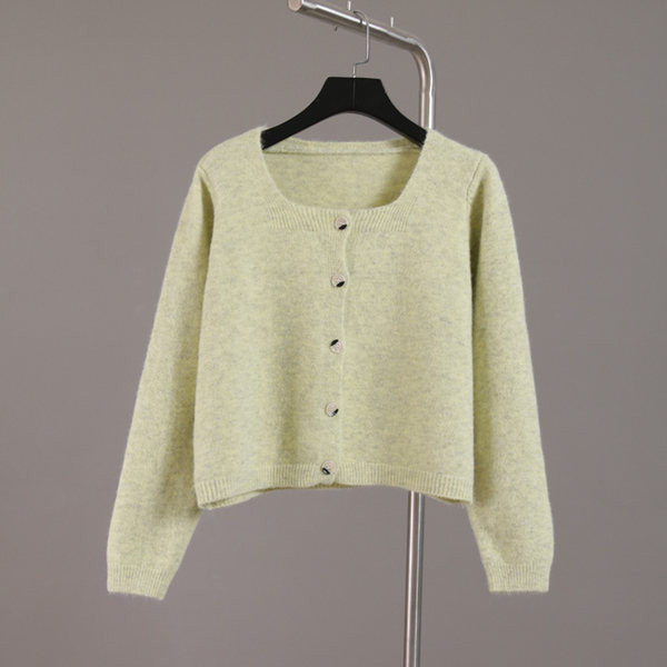 Cardigan de damă într-o singură culoare, cu decolteu pătrat