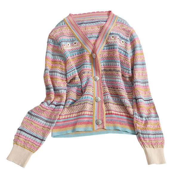 Színes női mellény spitz nyakkivágással és kerek gombokkal