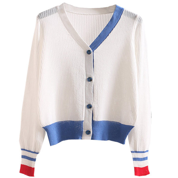 Nööpide ja sügava kaelusega naiste kardigan