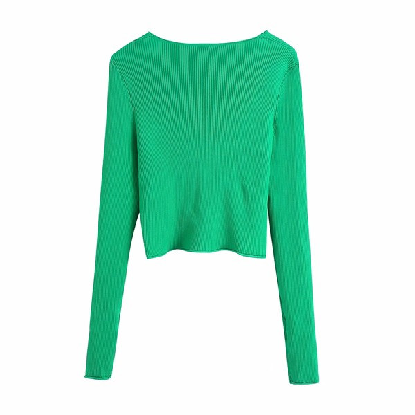 Κοντή ζακέτα με κουμπί και λαιμόκοψη