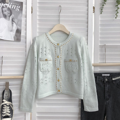 Naiste kardigan kuldsete nööpide ja pikkade varrukatega