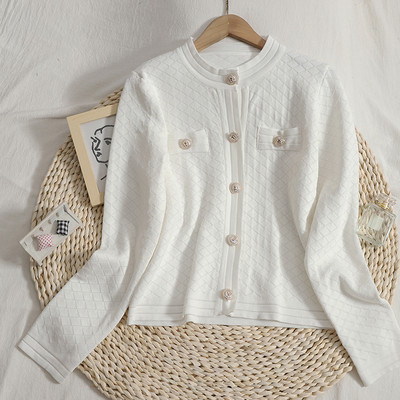 Moderan ženski prsluk s okruglim izrezom - bijelo-crni