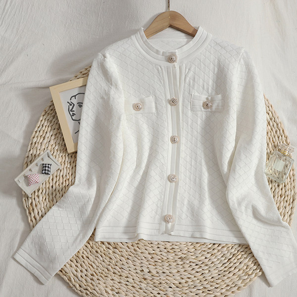 Moderan ženski prsluk s okruglim izrezom - bijelo-crni