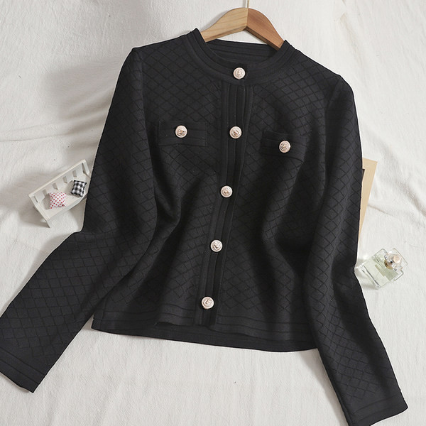 Moderan ženski prsluk s okruglim izrezom - bijelo-crni