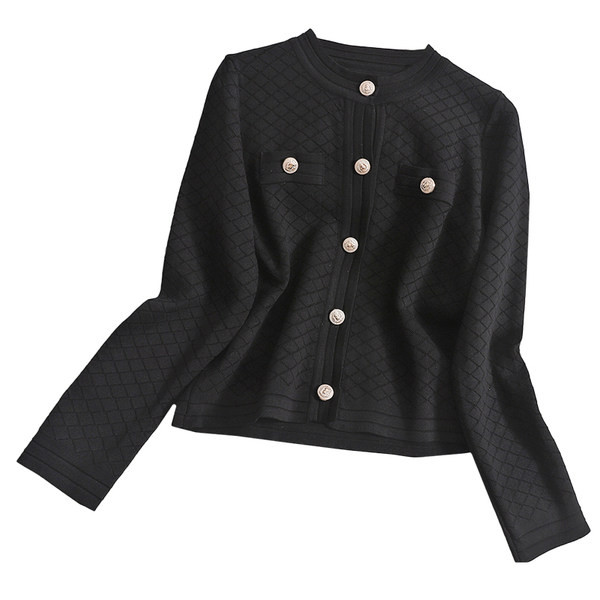 Moderan ženski prsluk s okruglim izrezom - bijelo-crni