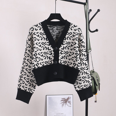 Naiste nööpide ja loomamustriga kardigan