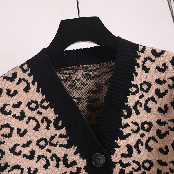 Naiste nööpide ja loomamustriga kardigan