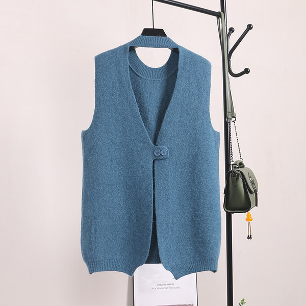 Γυναικεία μακρύ  ζακέτα  χωρίς μανίκια