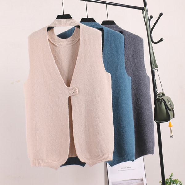 Γυναικεία μακρύ  ζακέτα  χωρίς μανίκια