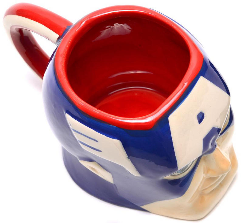 Чаша  ,Главата на Капитан Америка,Керамична,Синя