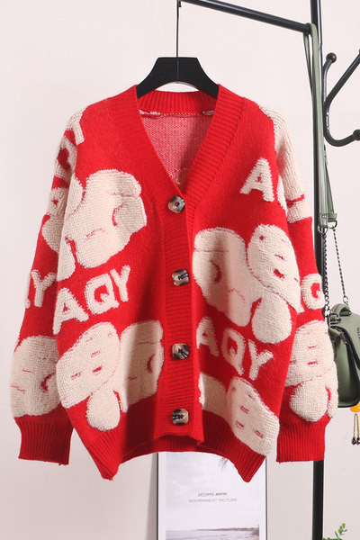 Cardigan dama cu nasturi si aplicatie