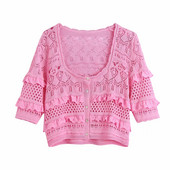 Cardigan scurt din tricotat subțire cu bucle