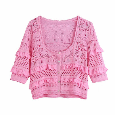 Cardigan scurt din tricotat subțire cu bucle