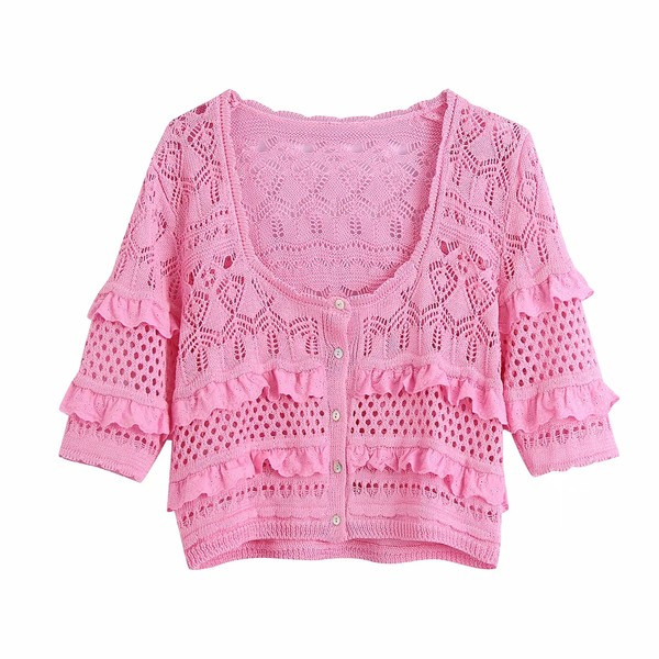 Cardigan scurt din tricotat subțire cu bucle