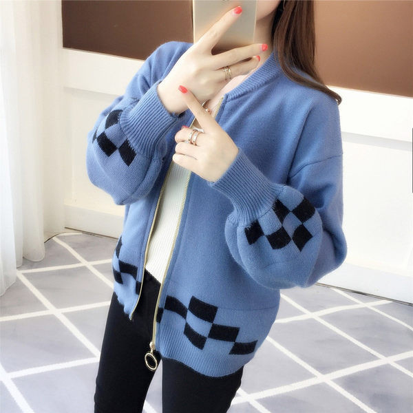 Cardigan dama din tricotat subtire si fermoar