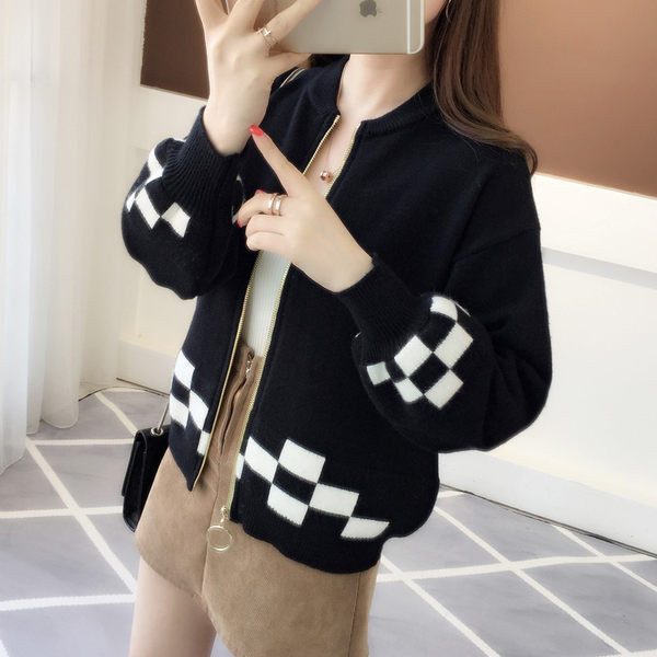 Cardigan dama din tricotat subtire si fermoar