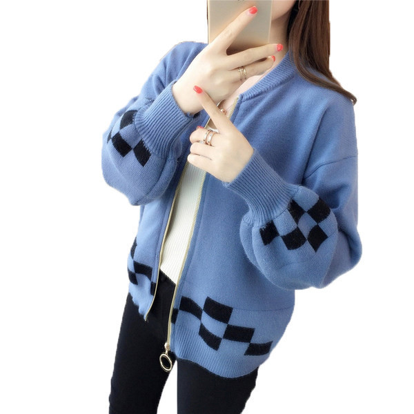 Cardigan dama din tricotat subtire si fermoar