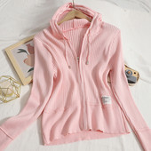 Cardigan casual de damă din catifea, cu glugă