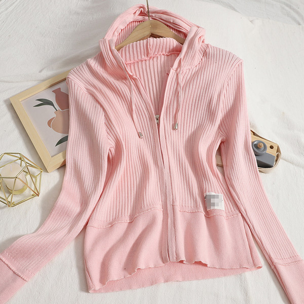 Cardigan casual de damă din catifea, cu glugă